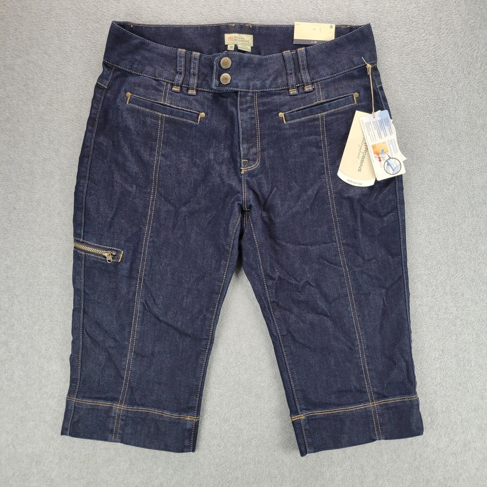 Royal Robbins Cruiser Knicker Women 10 Indigo Blue UPF‎ 50+ Outdoor Hiking Pants